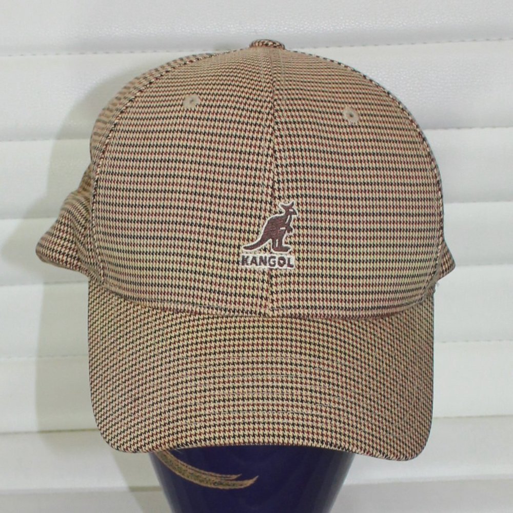 Kangol Worchester Plaid Fitted Baseball Cap Small  flex fit Brown Tan L/XL